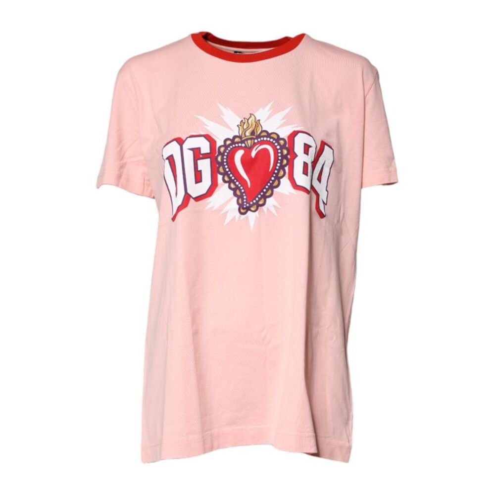 Dolce & Gabbana Pink DG 84 Sacred Heart Print Cotton Women's T-shirt